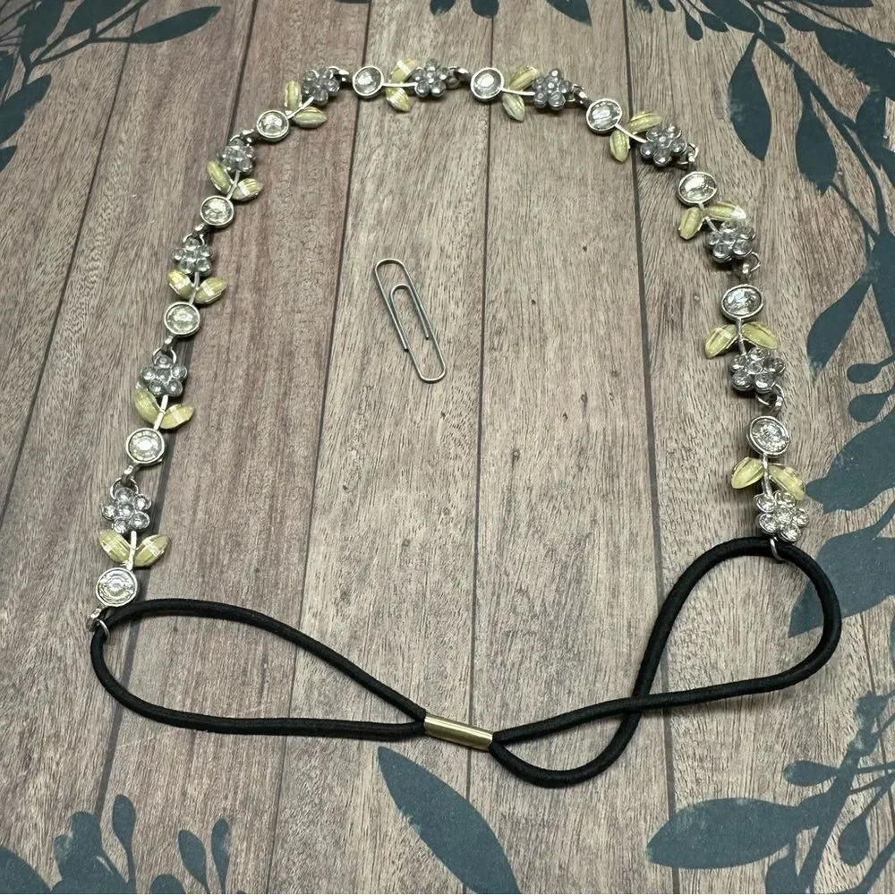 Flower Crystal And Metal‎ Elastic Head Band B6